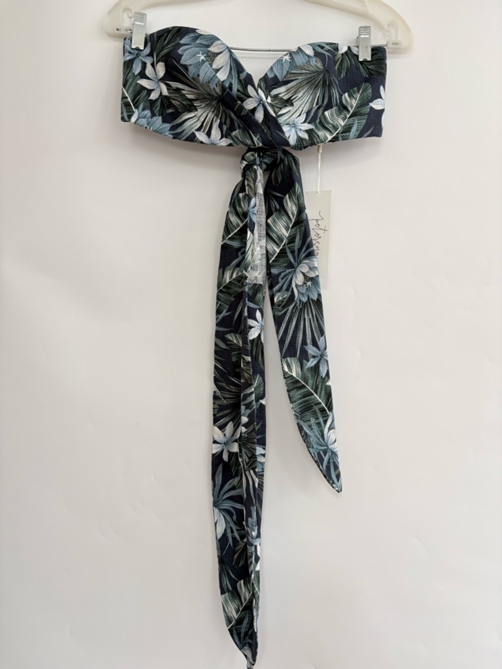 NWT Petersyn X Revolve Linen Tropical Floral Bandeau Tie Up Top - Picture 1 of 4